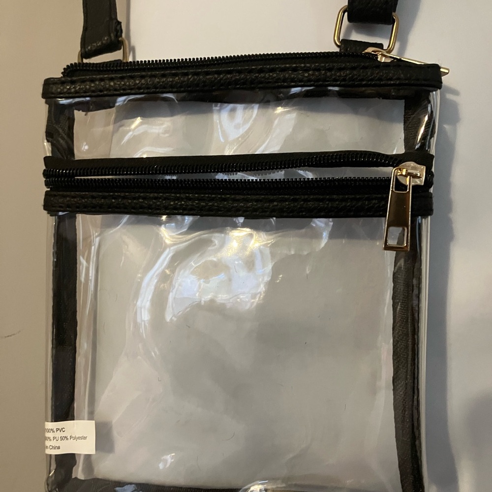 Clear Crossbody Bag with Black Trim stadiums games